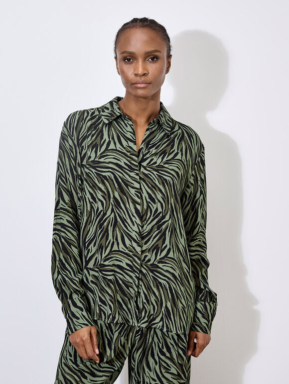 Zebra Print High-Low Shirt