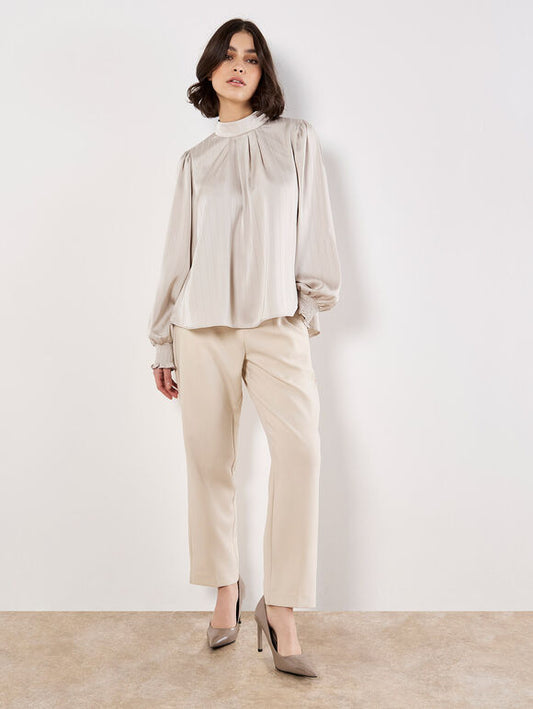 Satin Self-Stripe Tie Back Top