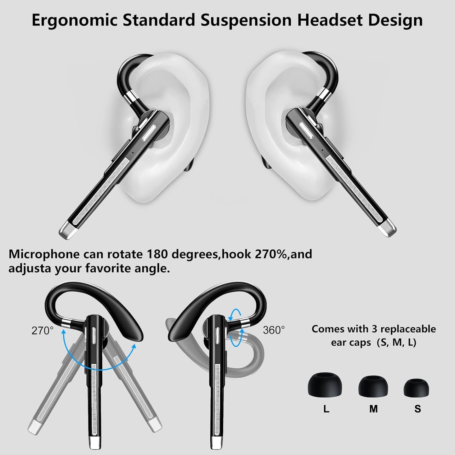 Dual Mic Wireless Bluetooth 5.1 Noise Cancelling Headset For Truckers